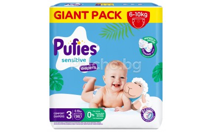  Pufies Giant Pack Sensitive 3 пелени 6-10кг. 96бр.