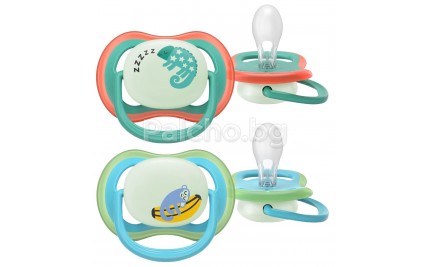 Avent Ultra air Залъгалка за чувствителна кожа нощна Животни 6-18м 2бр./оп.