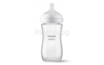 Avent Стъклено шише за хранене Natural Response 240мл