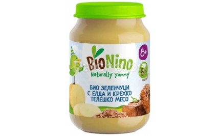 BioNino Био пюре зеленчуци с елда и телешко месо 190гр